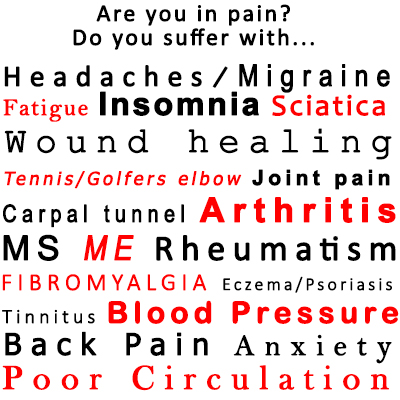 Are you in pain? Do you suffer with... list of various aches and pains