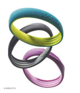 Blue/yellow, black and purple sportEX magnetic bracelets