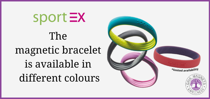 the magnetic bracelet is available in different colours - photo of 4 sportex bracelets with different colour combinations