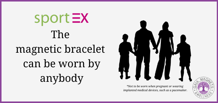 the magnetic bracelet can be worn by anybody - silhouette of family of 4 people