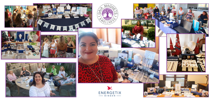 A collage a photos from various ENERGETIX Magnetic Jewellery parties and fairs